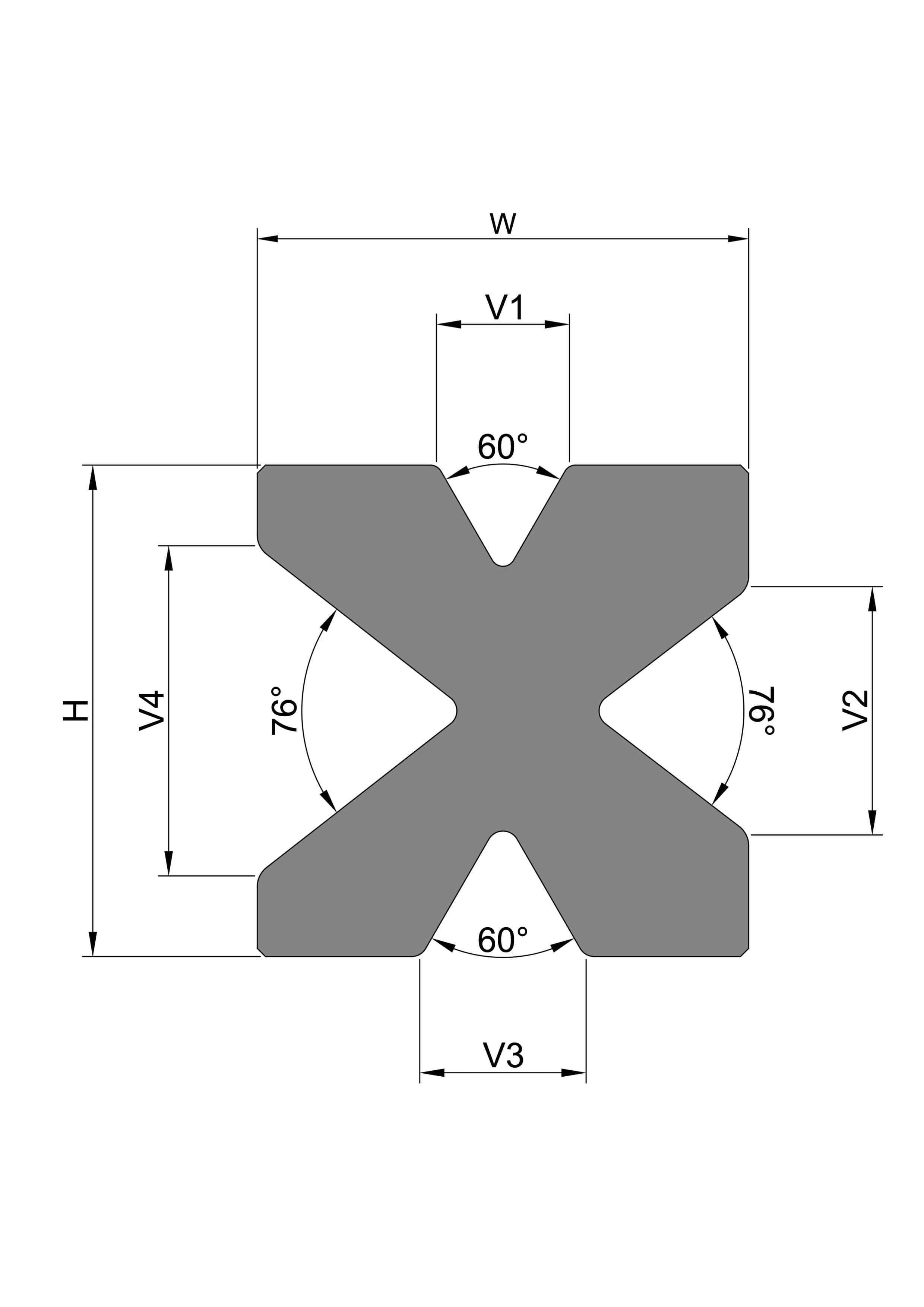 Multi 'V' Die - 60˚/ 76˚